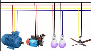 Three phase line wiring /  or Single phase line wiring diagram connection Three  motor connection