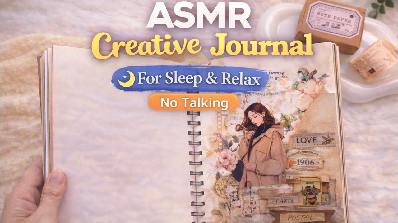Vintage Creative Journal ASMR ✨ Relaxing Scrapbook Collage & Paper Sounds