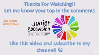 Junior Eurovision 2017: My Top 7 (So Far)