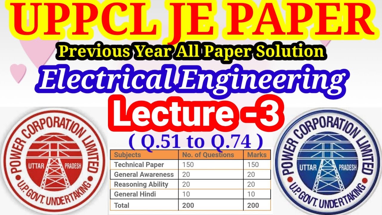 UPPCL JE Electrical paper solution Part 3 for 2021