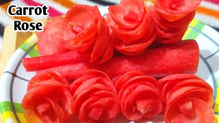 Carrot Rose flower|vegetable carving|carrot|easy vegetable carving at home