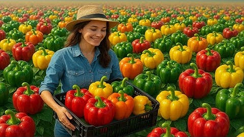 Phuong 98 Farm : How Millions of Colorful Bell Peppers Are Grown, Harvested, and Sorted by Machine.