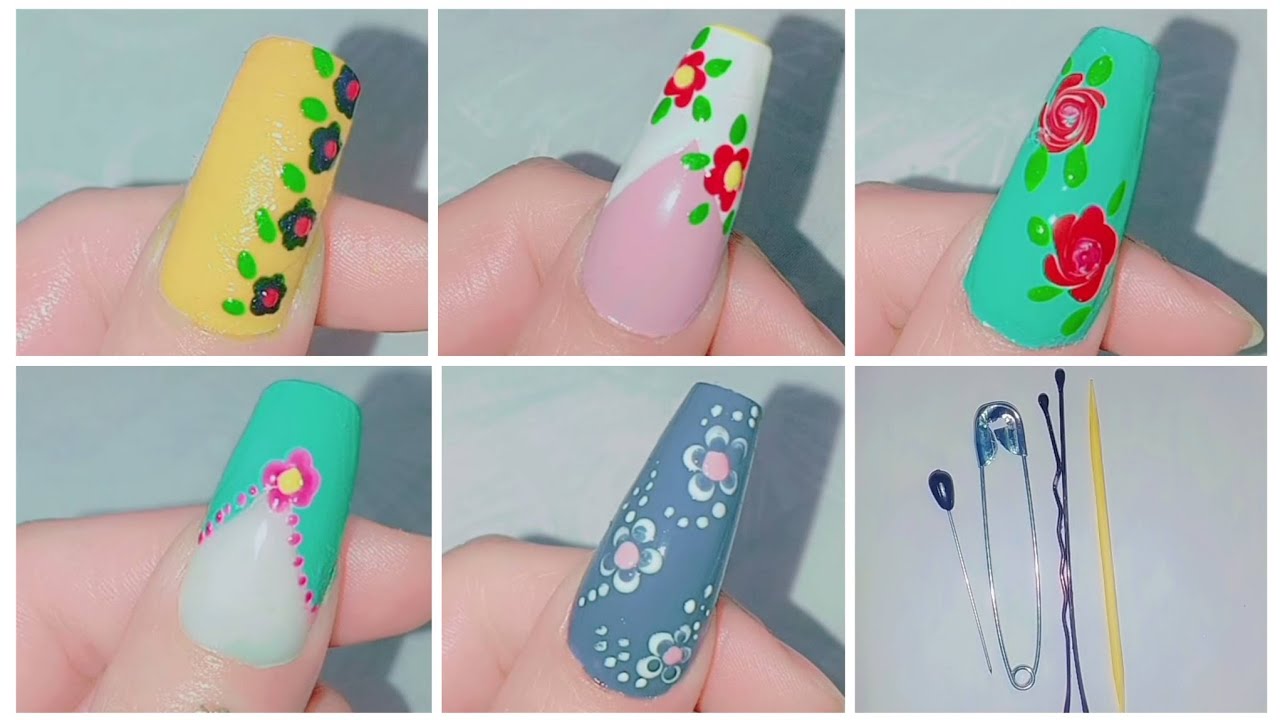 TOP 5 Flowers NAIL ART DESIGNS 💅 | Easy Nail Art at Home🏡 Trending 2026 #viralvideo #easynailart 