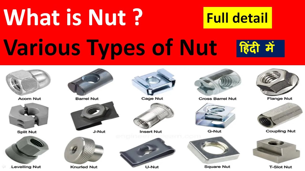 Type of Nut in Hindi Nut Type of Nut Fastening Nut Nut and Bolt