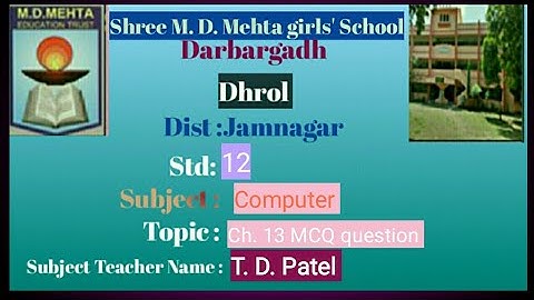 std- 12 Computer chapter -13 mcq question answer