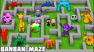 SURVIVAL IN BIG MAZE WITH GARTEN OF BANBAN 3 \& CURSED THOMAS in Minecraft - Gameplay - Animation