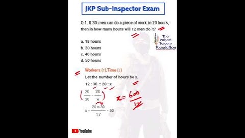 JKP Sub Inspector Exam | Maths | JK Police Exam | Maths Shorts | #jkpsi #jkssb #shorts #policeexam