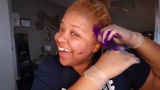 Coloring my locs turquoise and purple
