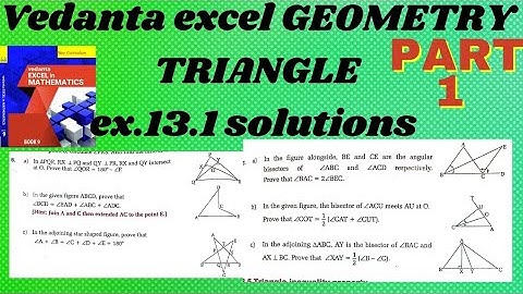 class 9 vedanta excel in mathematics Geometry triangle solutions. math exercise 13.1 #vedanta