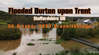 Staffordshire Burton Upon Trent Uk -  Flooded 22 October 2023 Drone Footage