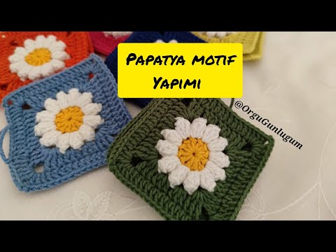 Papatya Motif Yapımı🌼 Motif Yapımı 🌼 Battaniye motif