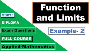 Function and Limits (Example 2) | MSBTE - Diploma | Applied Mathematics