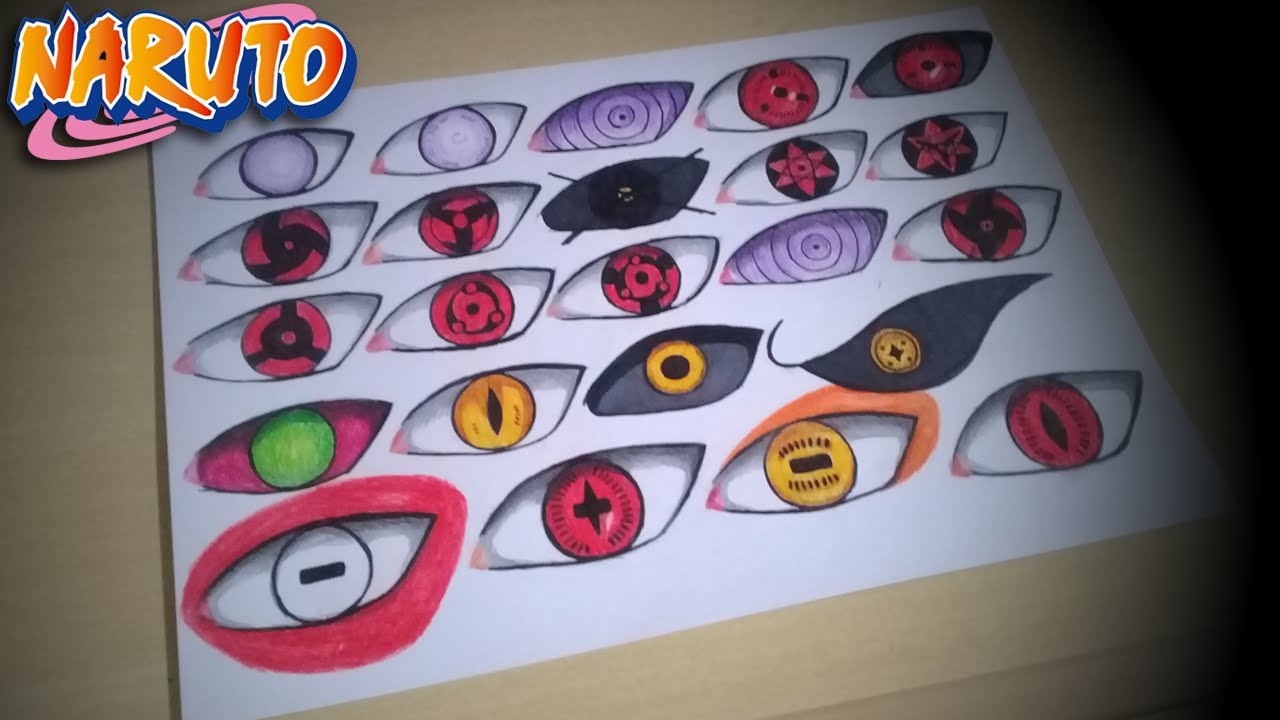 DESENHANDO os OLHOS do NARUTO Byakugan, Sharingan, Rinnegan, Mangekyo e  Sage Mode 