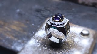 Cincin Perak Pria Dengan Batu Kecubung || Handmade Silver Ring