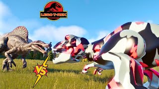 Epic Revolution JWE2: All Lego Camo Tyrannosaurus Rex pack vs All Spinosaurus, what is the winner?