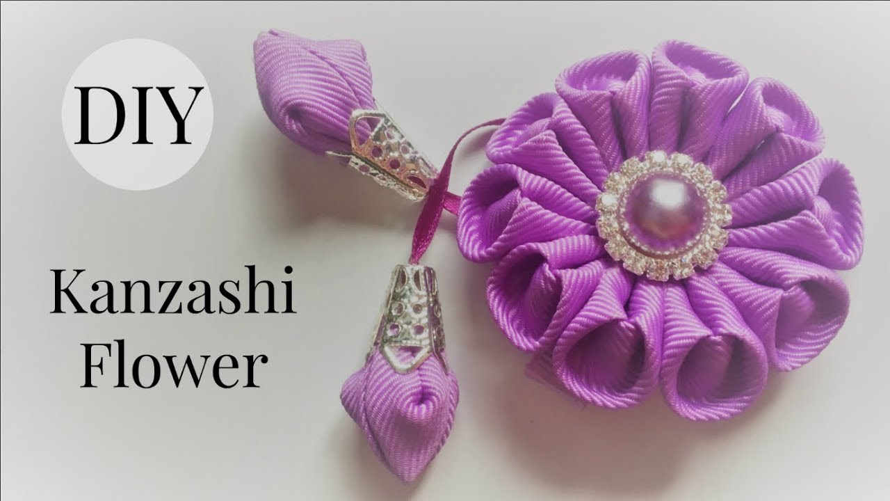 Diy Kanzashi Flower Hair Clip Ribbon Flower Tutorial Youtube