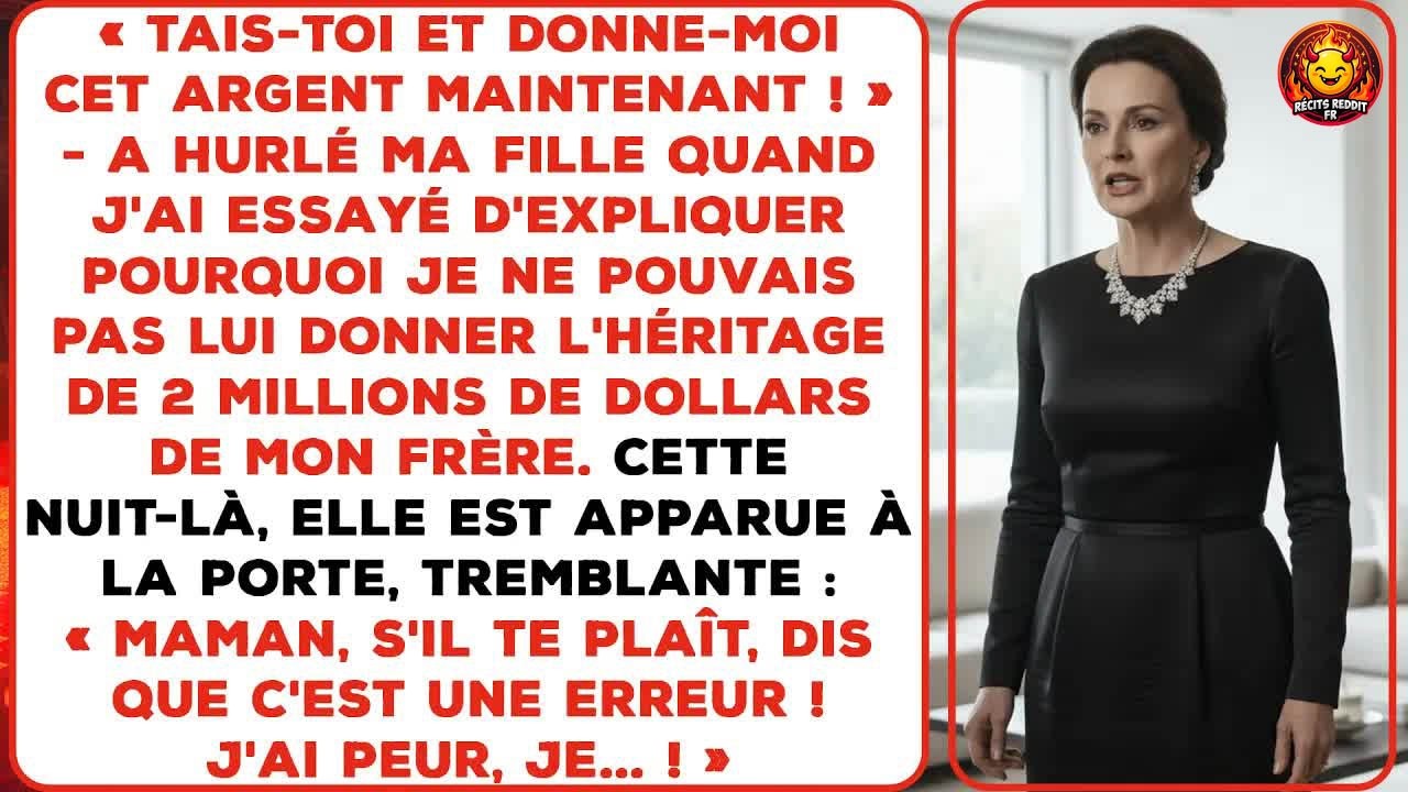 « Tais-toi et donne-moi cet argent maintenant ! » Ma fille de quarante-trois ans se tenait devant moi, les poings serrés, le visage déformé par la fureur. Tout avait commencé par un simple...