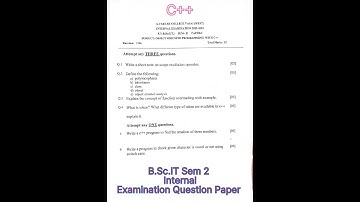 c++ question paper 2023 | bscit sem 2 question paper #bscit #questionpaper #shorts #shortvideo