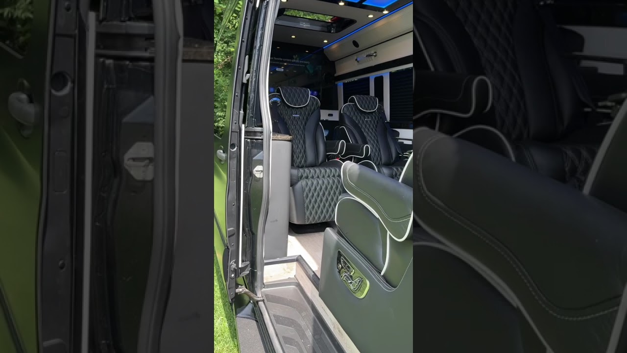 Auto Elite Matte Black Maybach Trim Leather Seats w/ Heat/Cool/Massage Road Liner Limousine Sprinter