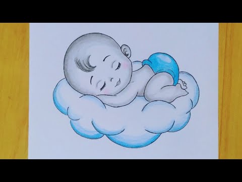 A Dreaming Baby boy sleeping on clouds pencildrawing  YouTube