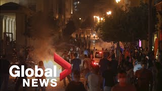 Beirut explosion: Protesters take to city streets following devastating blast