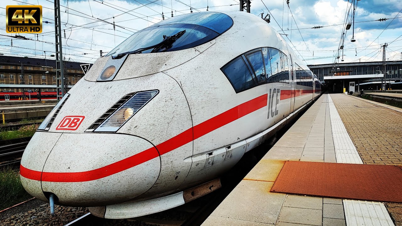 4K: Frankfurt main station bullet trains. Compilation of modern trains in Germany. ICE trains.