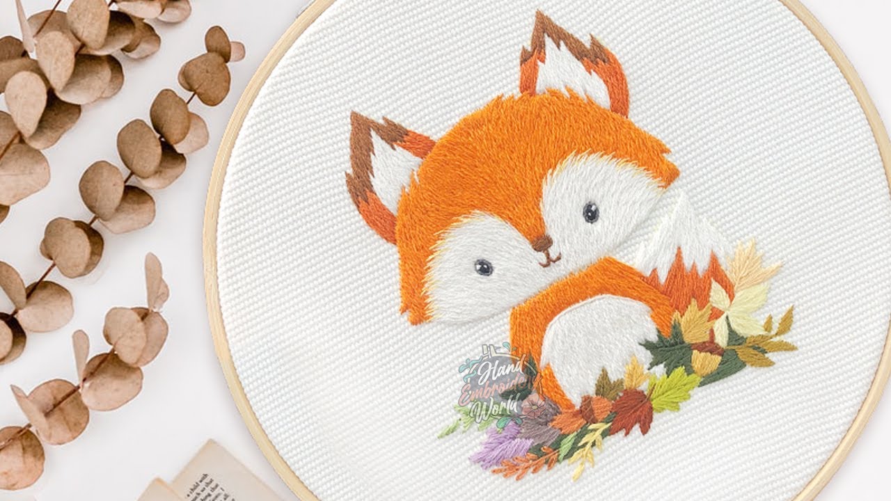 Embroidery For Beginers - Cute Fox Embroidery - Animal Embroidery Tutorials  