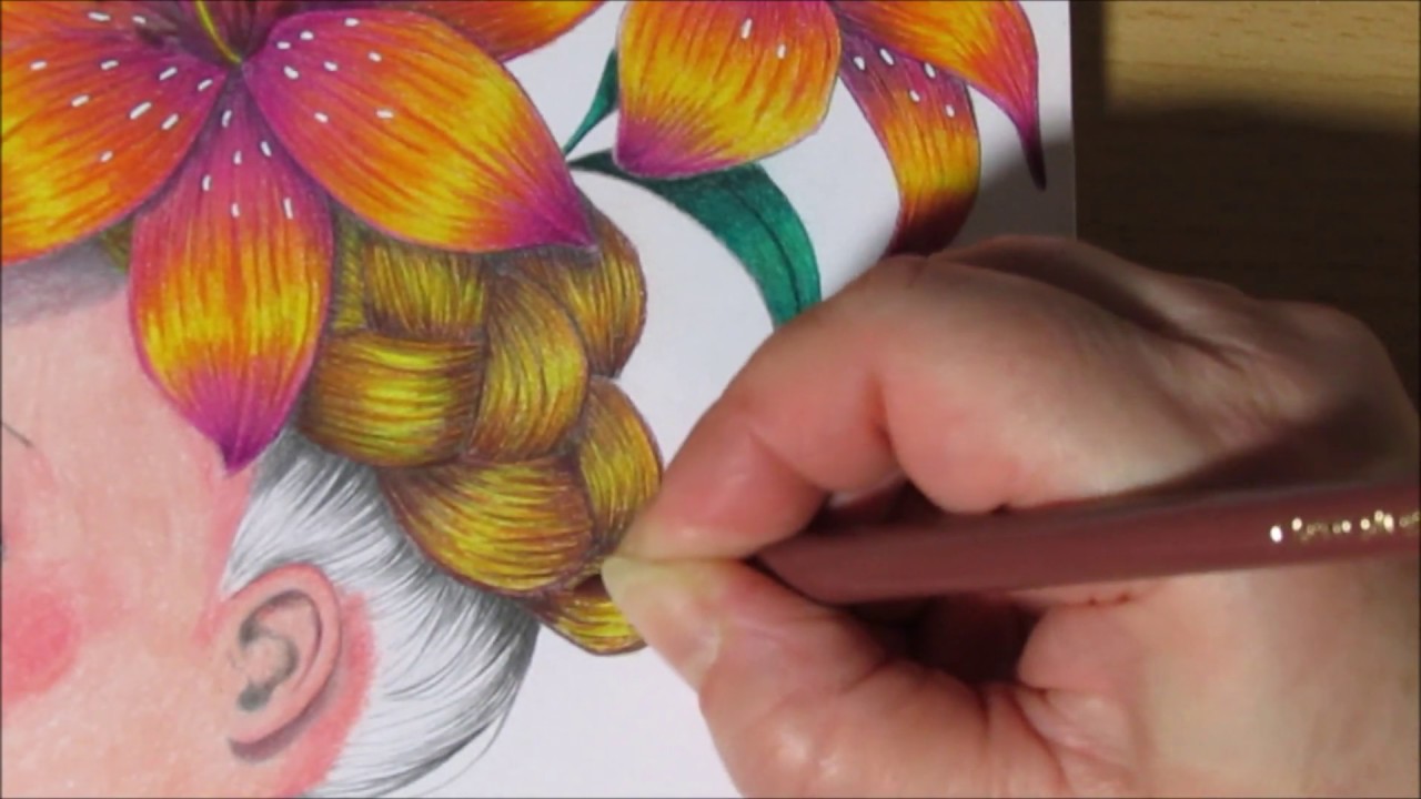 Coloriage Wild by Emmanuelle Colin-Coloring Book- Mädchen mit bunten Blumen