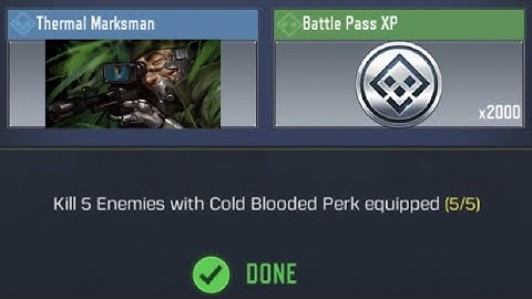 Call Of Duty: Mobile Kill 5 Enemies with Cold Blooded Perk equipped  Task Complete