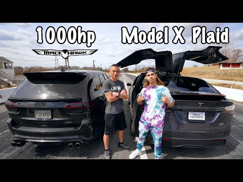 1000 HP Jeep Trackhawk vs Tesla Model X Plaid | DRAG RACE