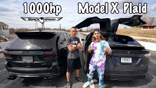 1000 Hp Jeep Trackhawk Vs Tesla Model X Plaid | Drag Race