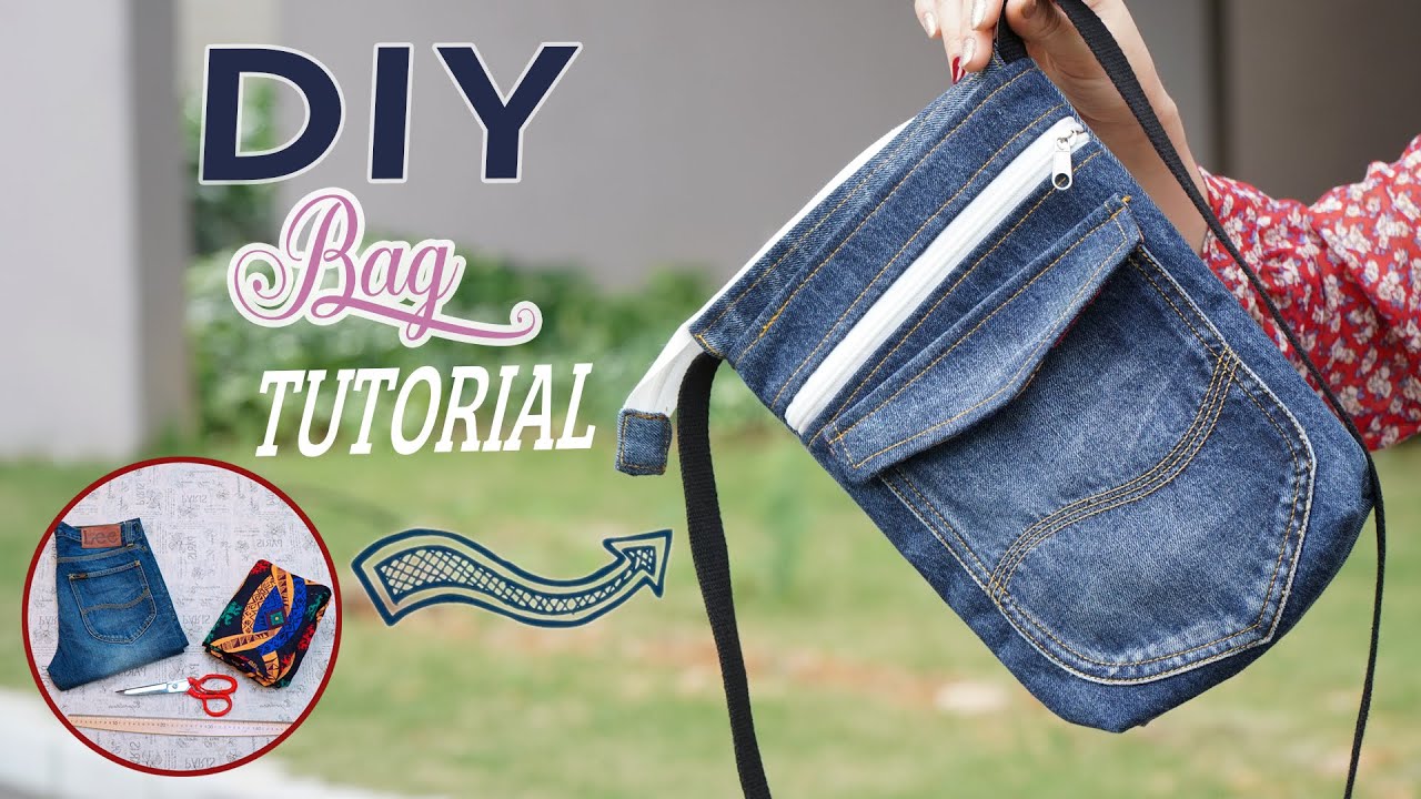 DIY JEANS CROSSBODY BAG FAST RECYCLE PANTS Lovely Woman Bag From Old
