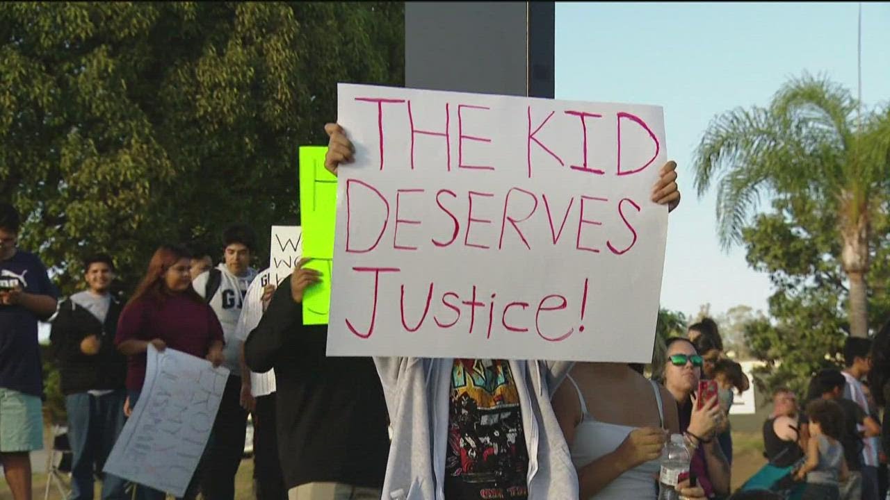 Students and parents protest at Vista High School over student hazing video