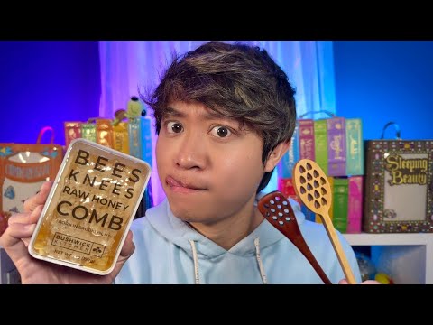 Eating Honey Comb And Honey Spoon ASMR Satisfying Eating Sounds