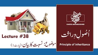 Principle of Inheritance|Usool-e-Wirasat نسبت کا بیان (پارٹ 1)|اصول وراثت | Lacture No 38