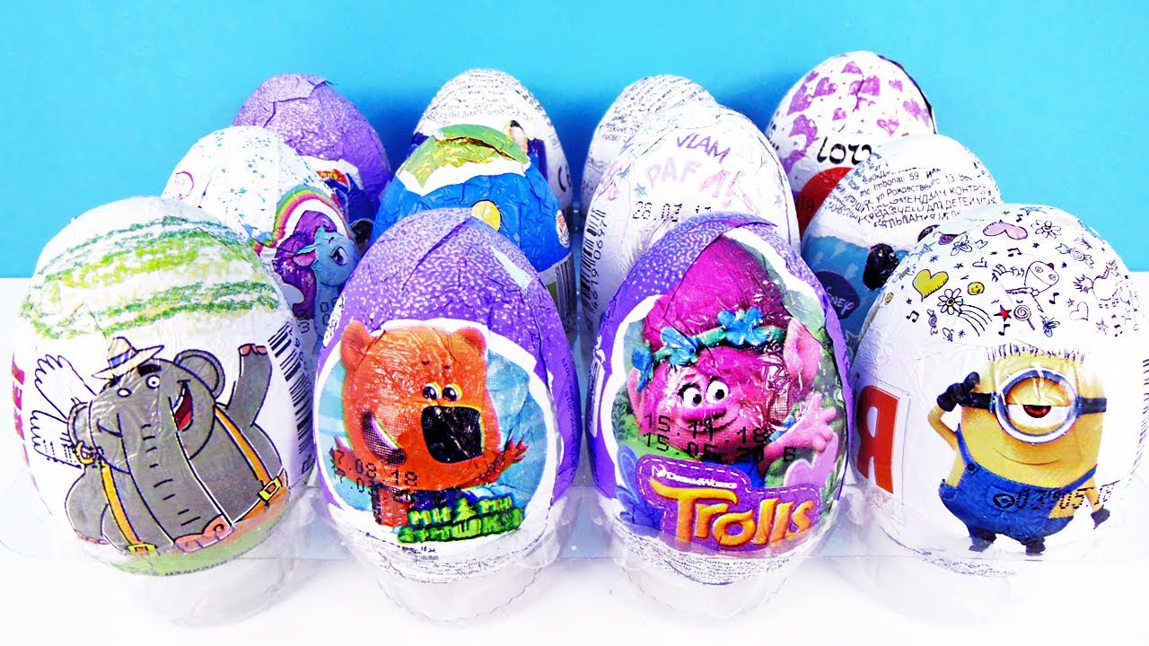 Eggs Mix: Ми-ми-мишки,ТРОЛЛИ,Миньоны,Летающие звери,ПОНИ,Disney Unboxing Kinder Surprise