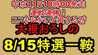 【競馬予想】8月15日の特選一鞍【大根おろし】