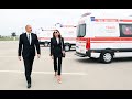 President and First Lady viewed new ambulance vans delivered to Azerbaijan