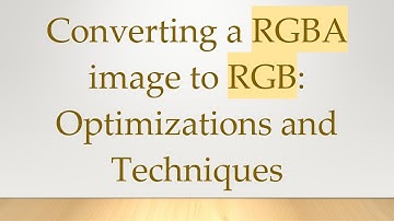 Converting a RGBA image to RGB: Optimizations and Techniques