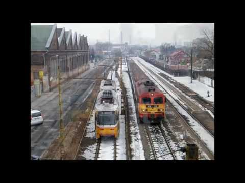 Snow Sweeper Trams And Tatra Trams In The Southern Part Of Budapest