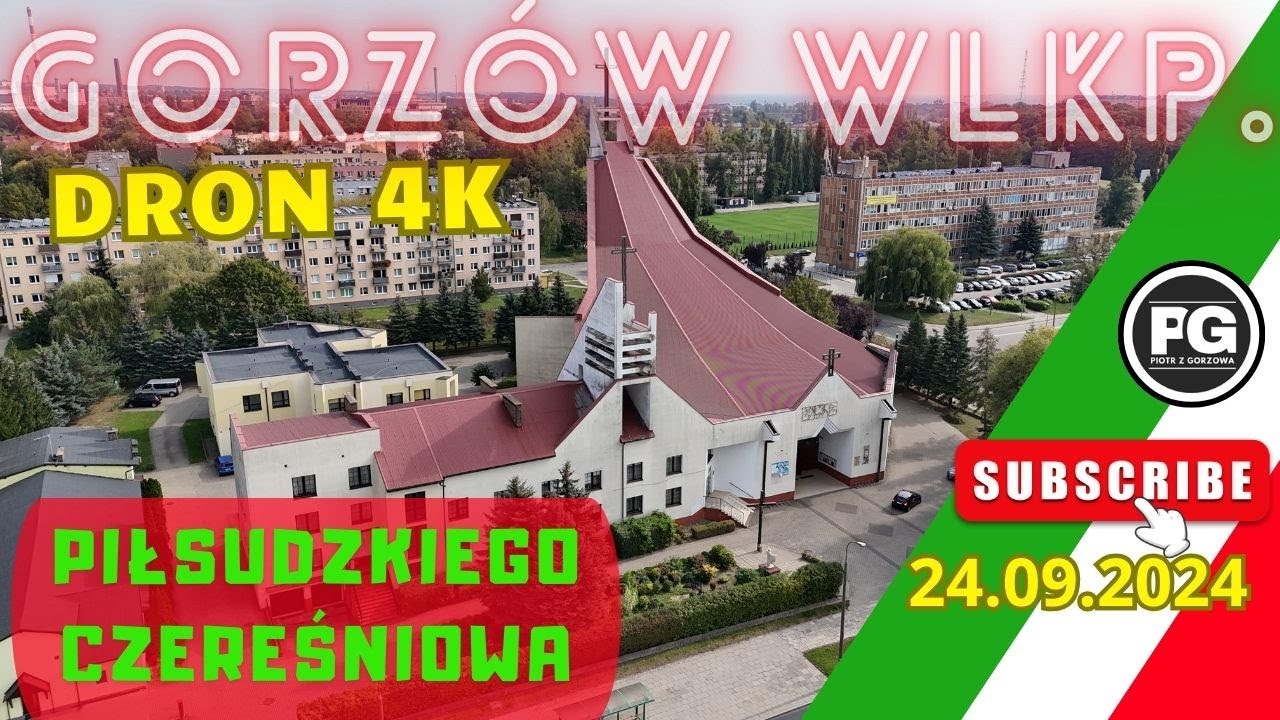 Gorzów Wielkopolski. 24.09.2024. ul. Piłsudskiego-Czereśniowa, Castorama,kościół tzw "skocznia" DRON