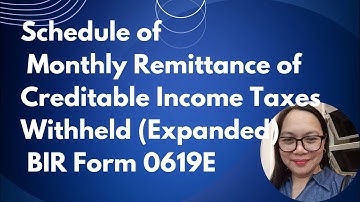 Schedule of Monthly Remittance of Creditable Income Taxes Withheld (Expanded) BIR Form 0619E