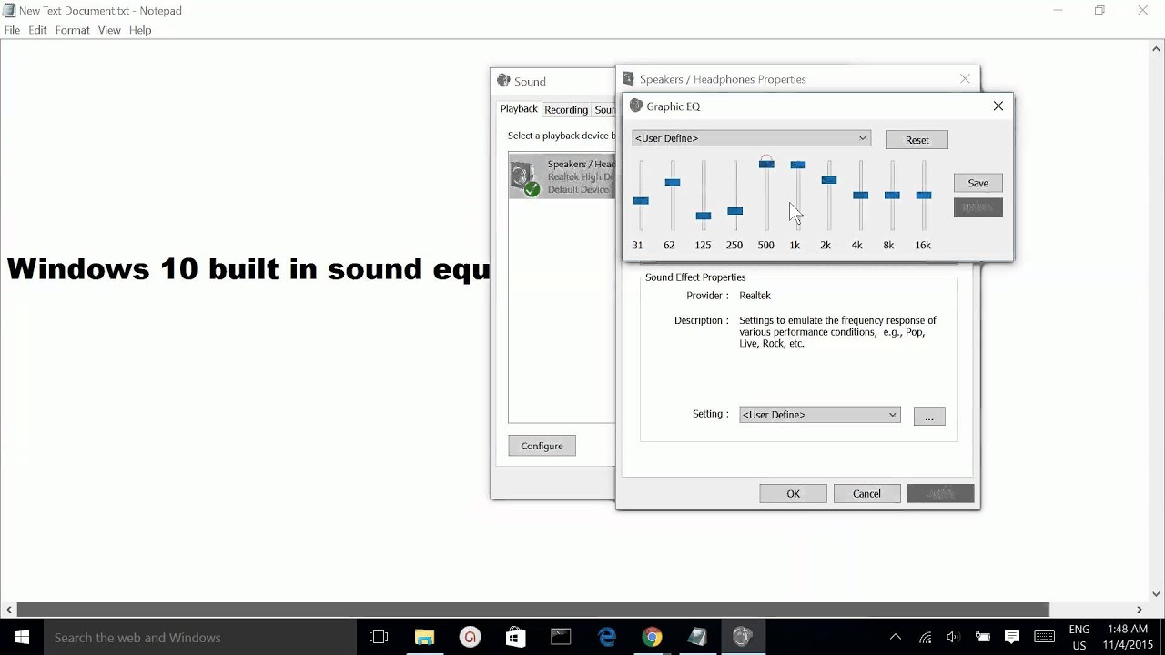 Windows 10 built in sound equalizer - YouTube