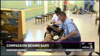 Nick Walczak meets his future service dog behind bars