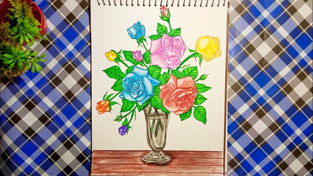 Flower pot drawing (step by step)by Drawistic || Simple flower pot drawing|| Drawing for beginners