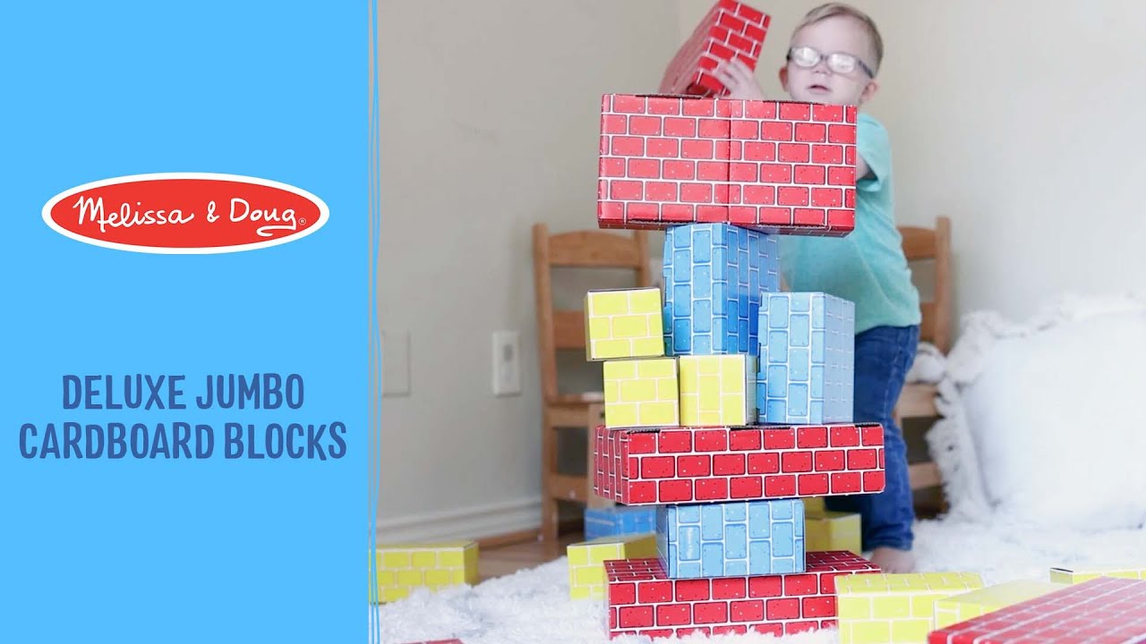  Melissa & Doug Jumbo Extra-Thick Cardboard Building Blocks - 40  Blocks in 3 Sizes, Cardboard Pretend Brick For Building : Toys & Games