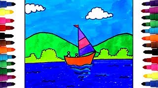 nature drawing simple draw children scenery learning colors