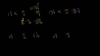 Comparing improper fractions and mixed numbers