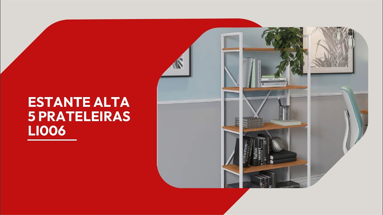 Estante Alta Kappesberg 5 Prateleiras Industrial Canela/Branco