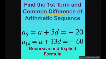 Find first term common difference of arithmetic sequence. 6th term is -20, 14th term is -60